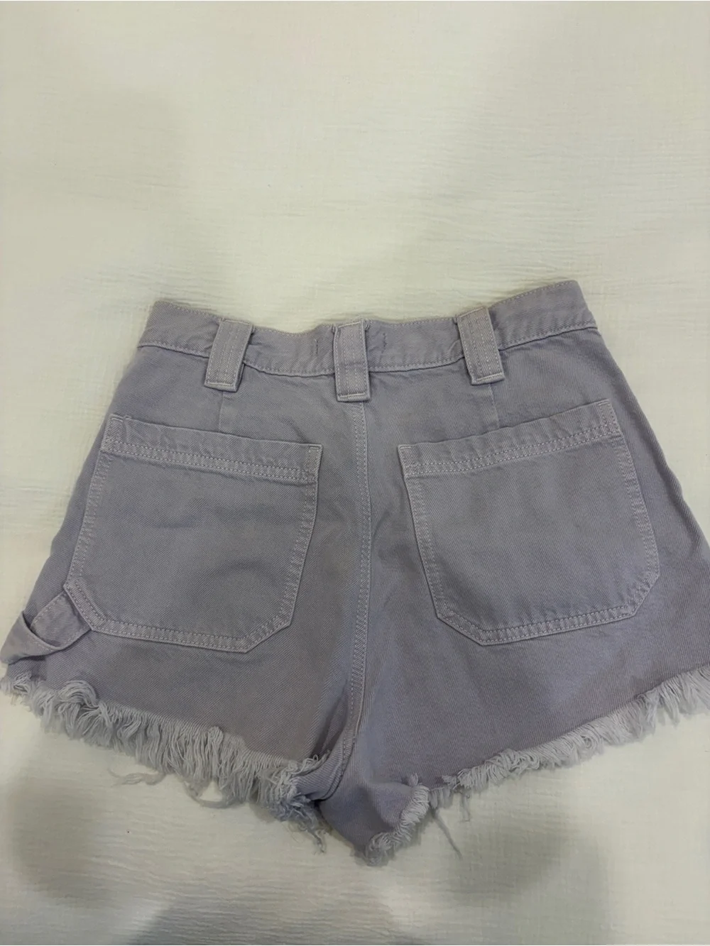 PacSun Lavender Frayed-Hem Denim Shorts
